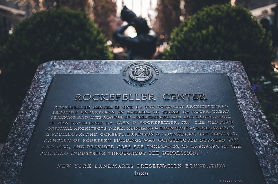 Plaque outside the Rockefeller Center